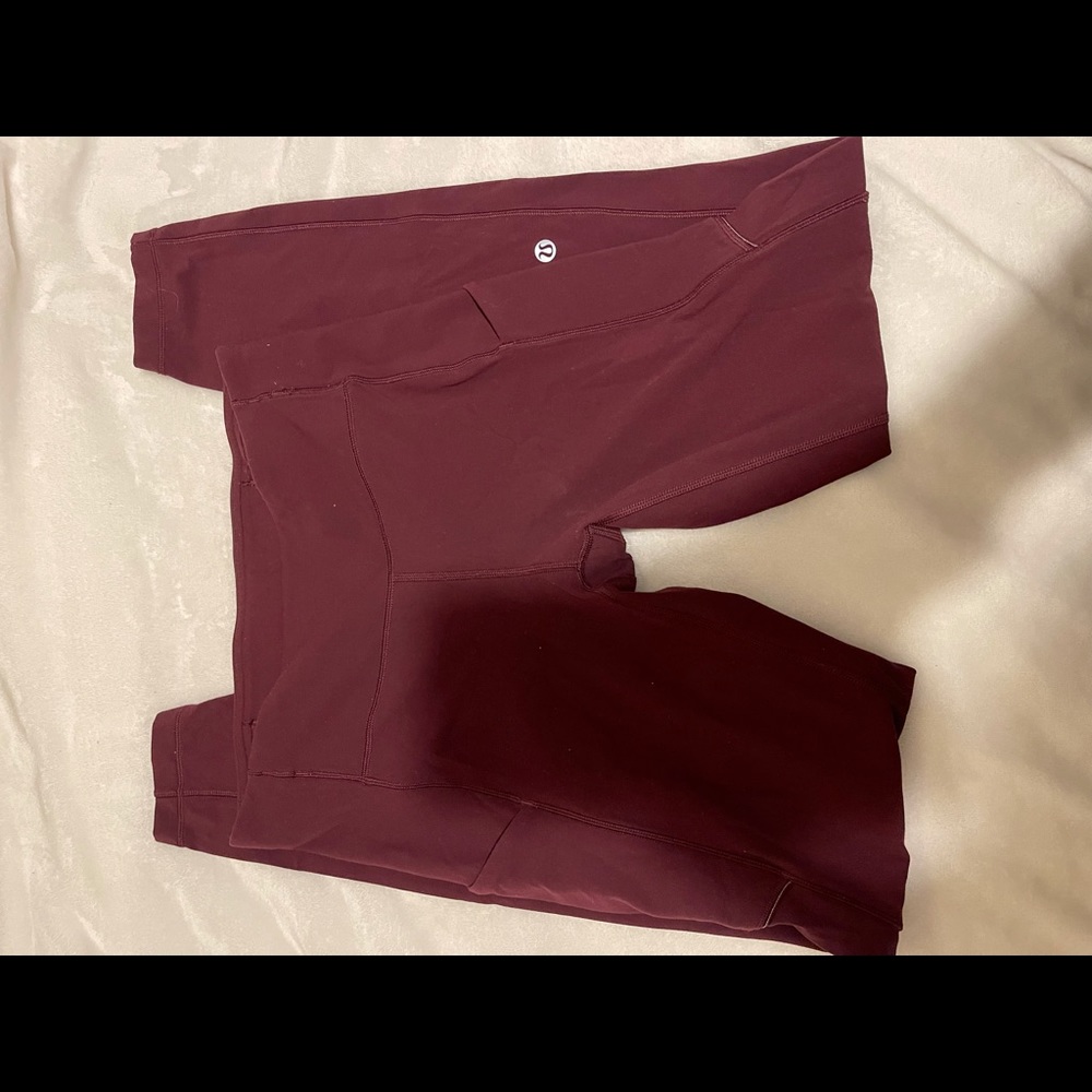 Lululemon Maroon Leggings with Pockets